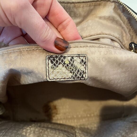 Kate Spade Savannah Parliament Square Satchel Handbag Top Zip Snakeskin Python - Picture 5 of 7